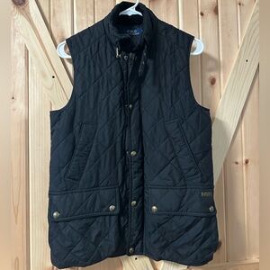 Polo Ralph Lauren Diamond Quilted Hunting Vest Corduroy Leather Trim